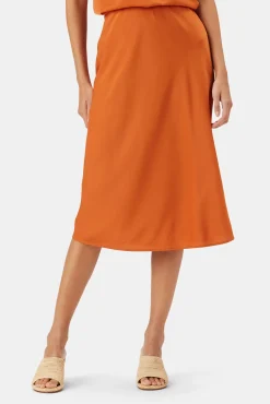 Skirts|Clearance^Amour Vert Eve Stretch Silk Skirt SunsetOrange