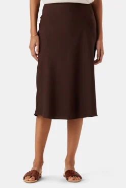 Skirts|Clearance^Amour Vert Eve Stretch Silk Skirt Espresso