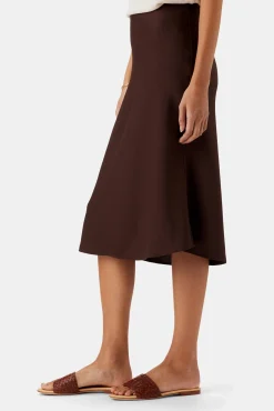 Skirts|Clearance^Amour Vert Eve Stretch Silk Skirt Espresso
