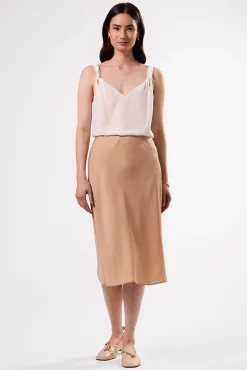 Skirts|Clearance^Amour Vert Eve Stretch Silk Skirt Biscotti
