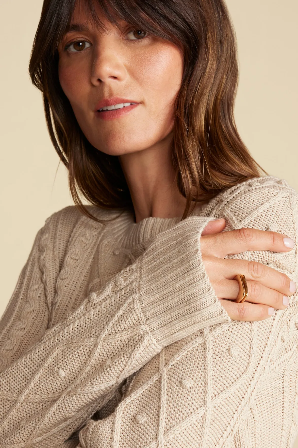 Sweaters & Cardigans^Amour Vert Faedra Organic Cotton Sweater OatBeige