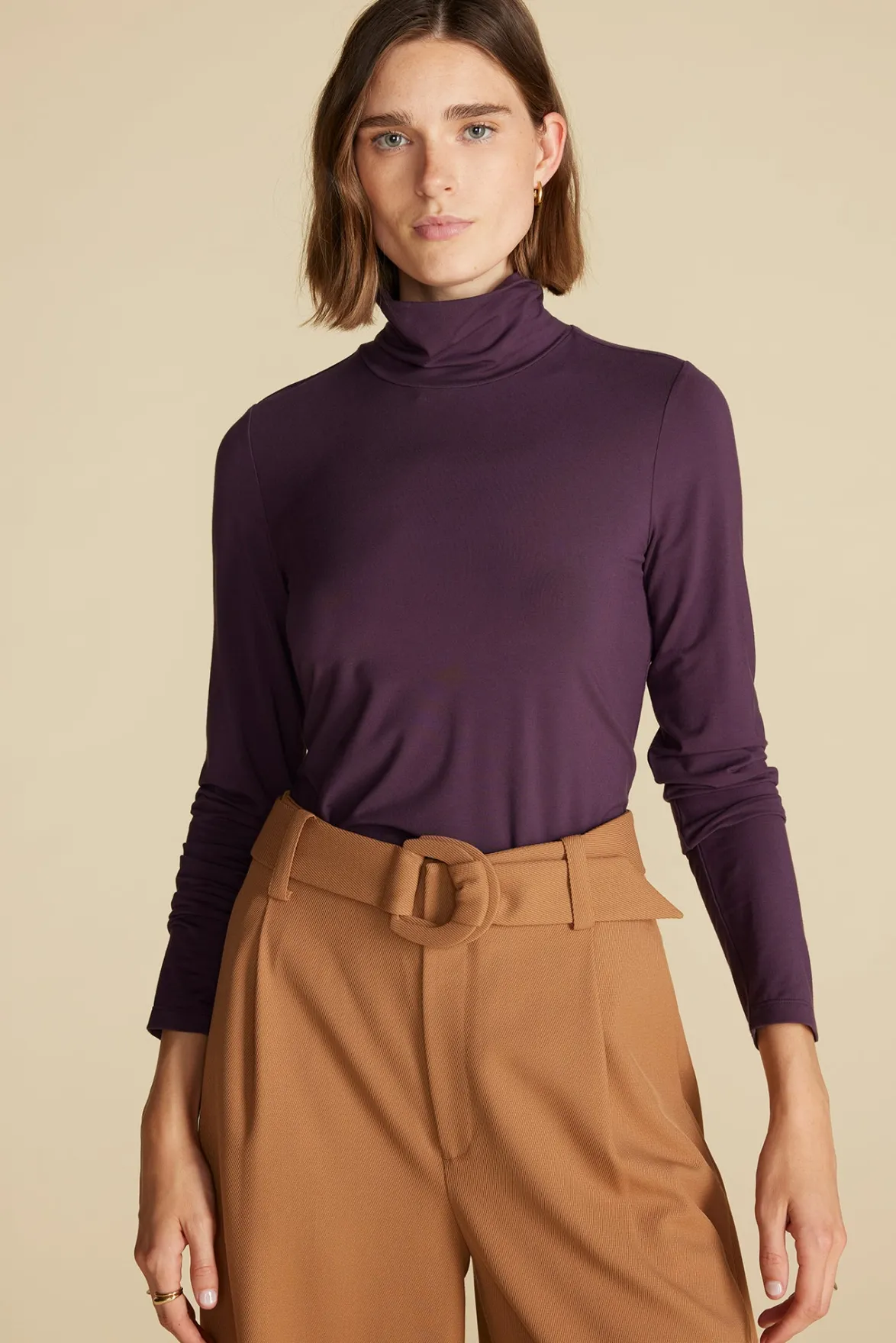 Tops|Clearance^Amour Vert Flannery Bamboo Knit Turtleneck PurpleFig