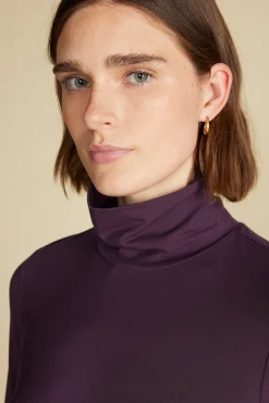 Tops|Clearance^Amour Vert Flannery Bamboo Knit Turtleneck PurpleFig