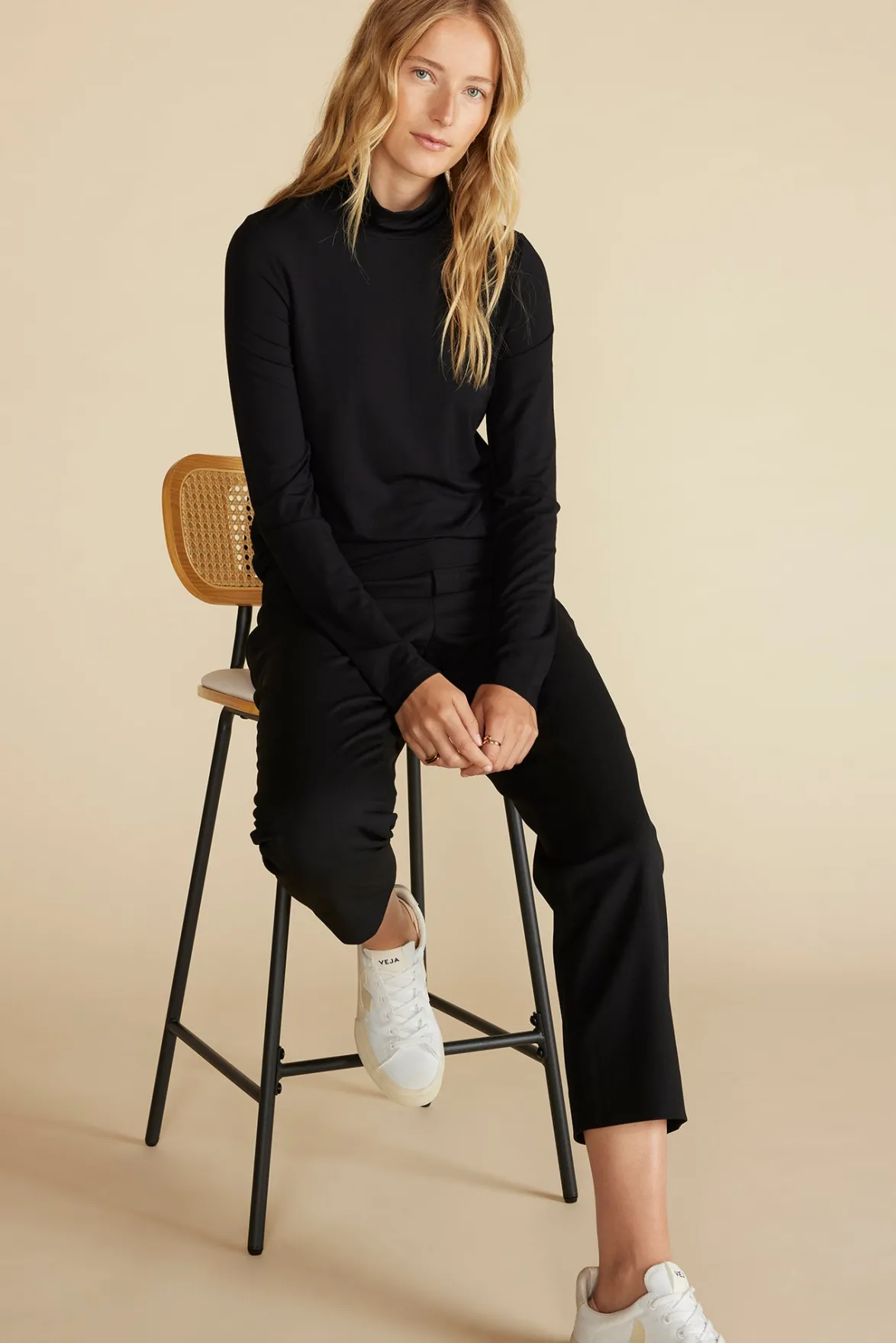 Tops|Clearance^Amour Vert Flannery Bamboo Knit Turtleneck Black