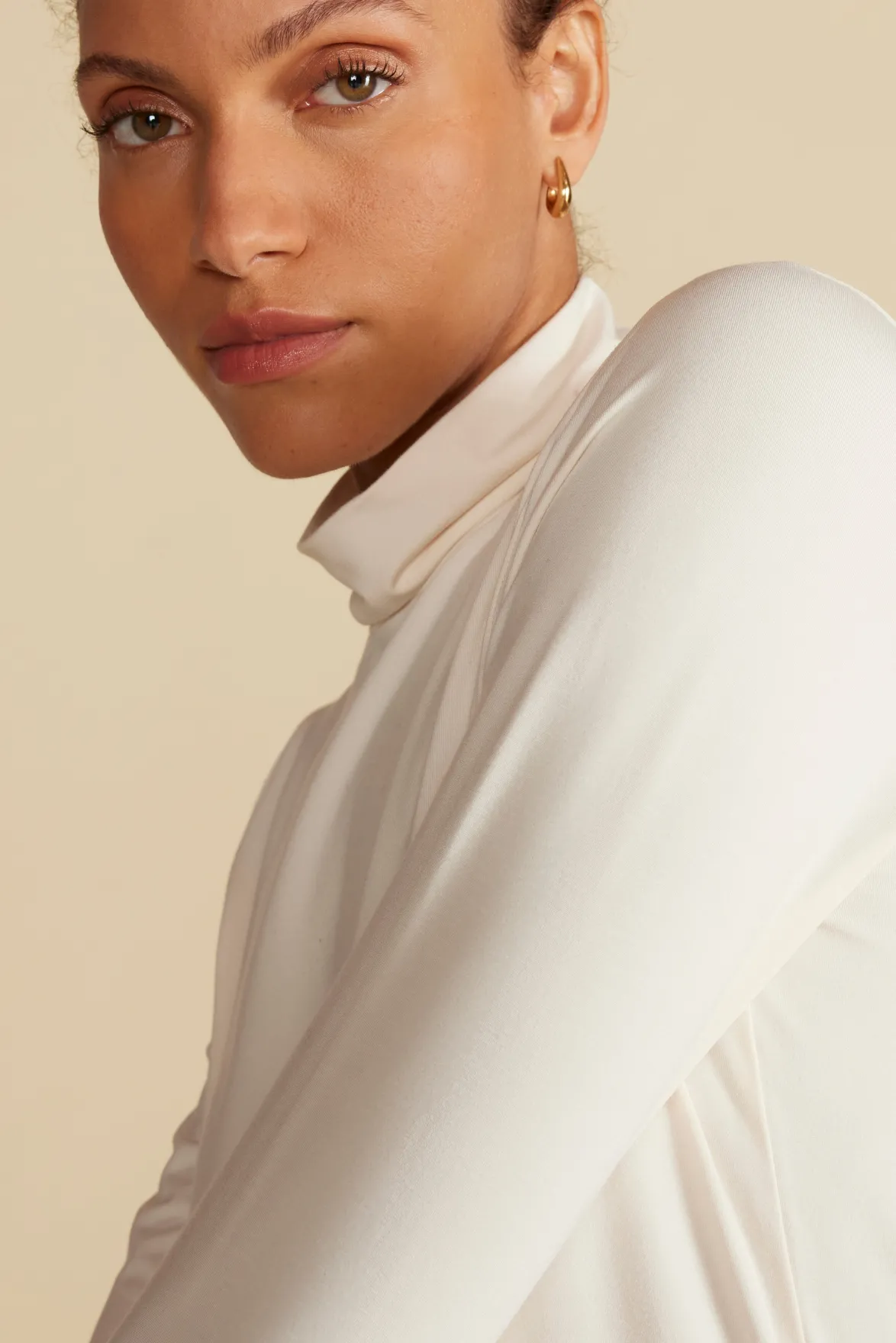 Tops|Clearance^Amour Vert Flannery Bamboo Knit Turtleneck Ivory