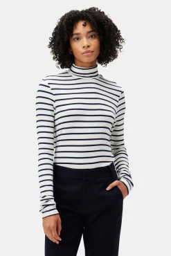 Tops|Clearance^Amour Vert Flannery Modal Turtleneck MarineStripe