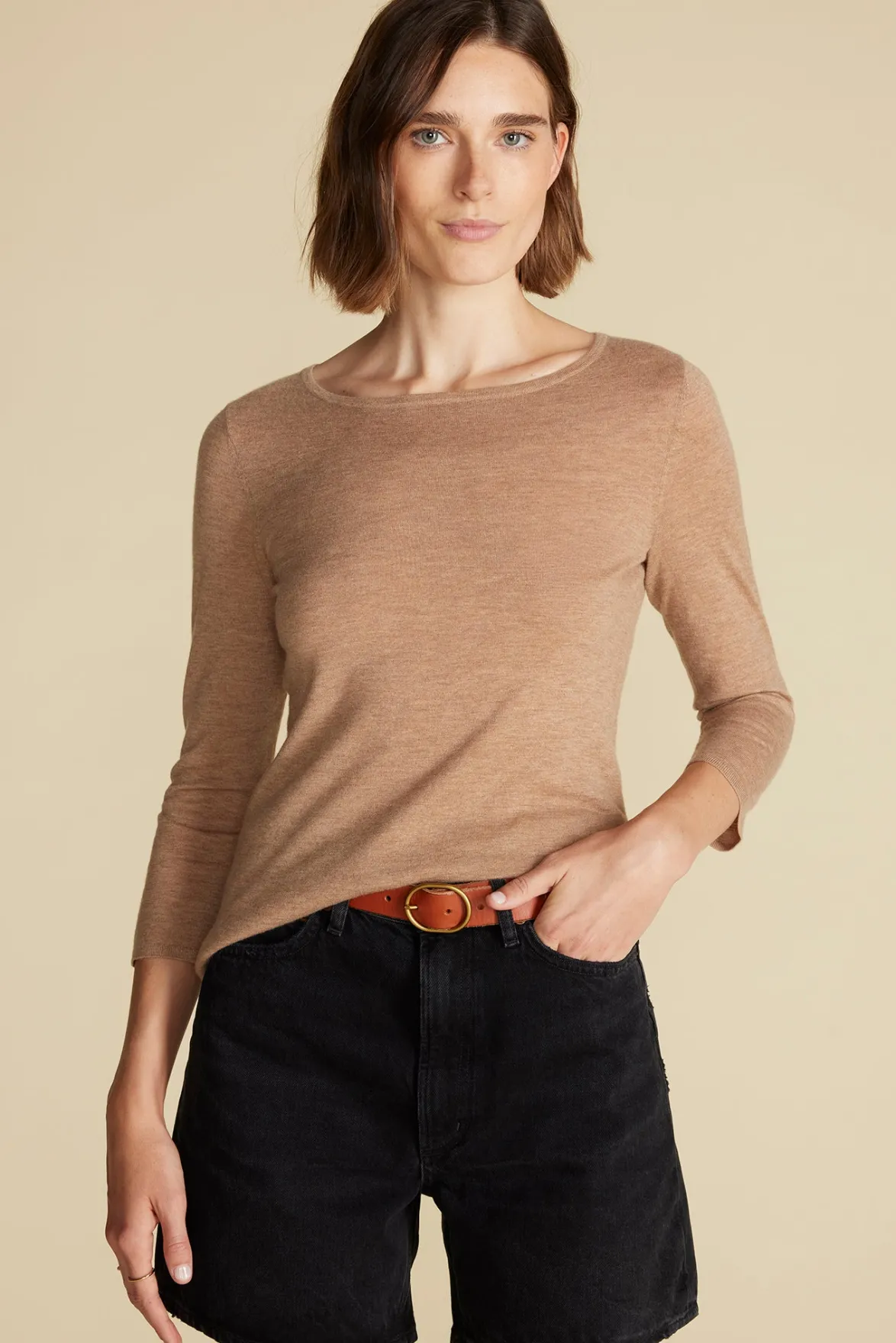 Sweaters & Cardigans^Amour Vert Fran Boatneck Cashmere Sweater CafeAuLaitBeige