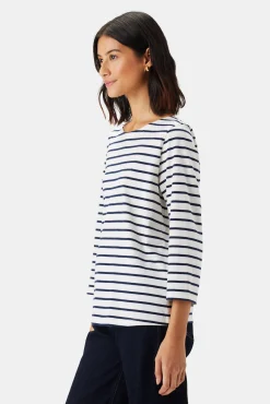 Tops|Tees^Amour Vert Francoise Organic Cotton Tee IvoryNavyBlueStripe