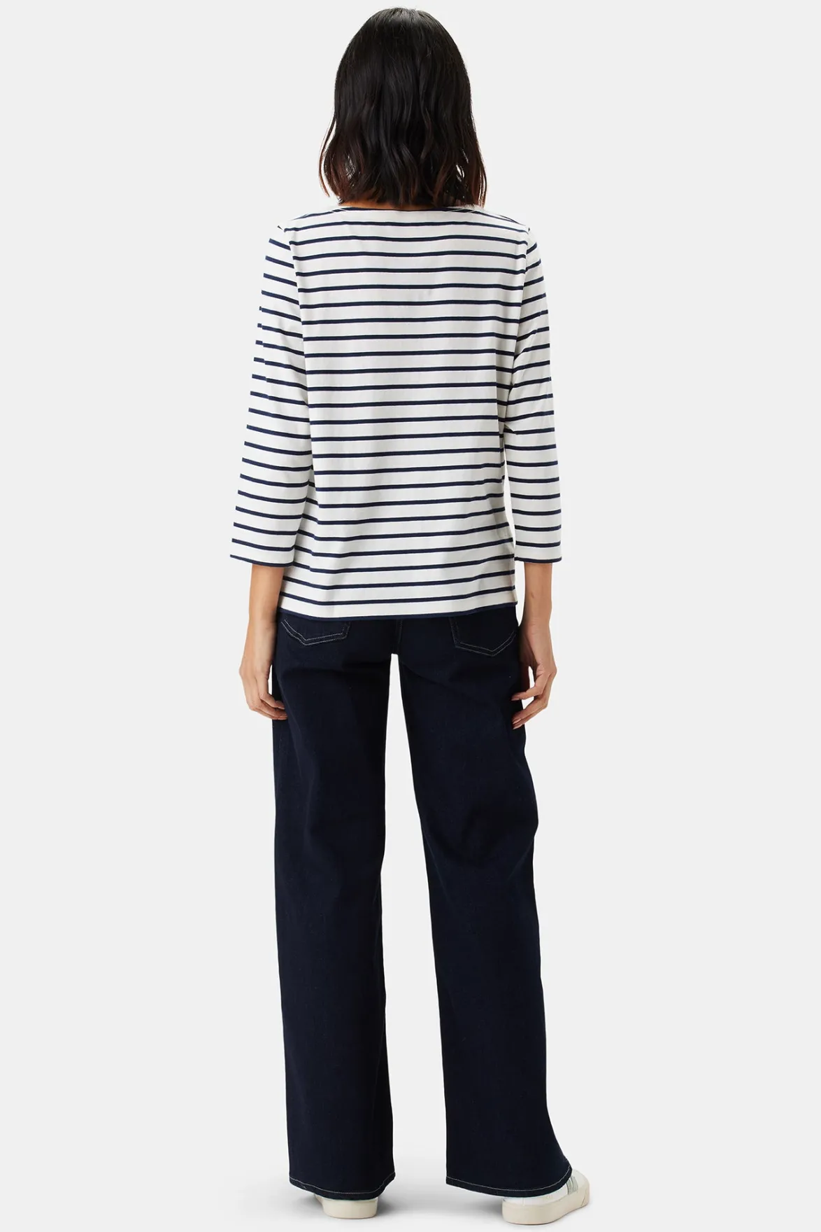 Tops|Tees^Amour Vert Francoise Organic Cotton Tee IvoryNavyBlueStripe
