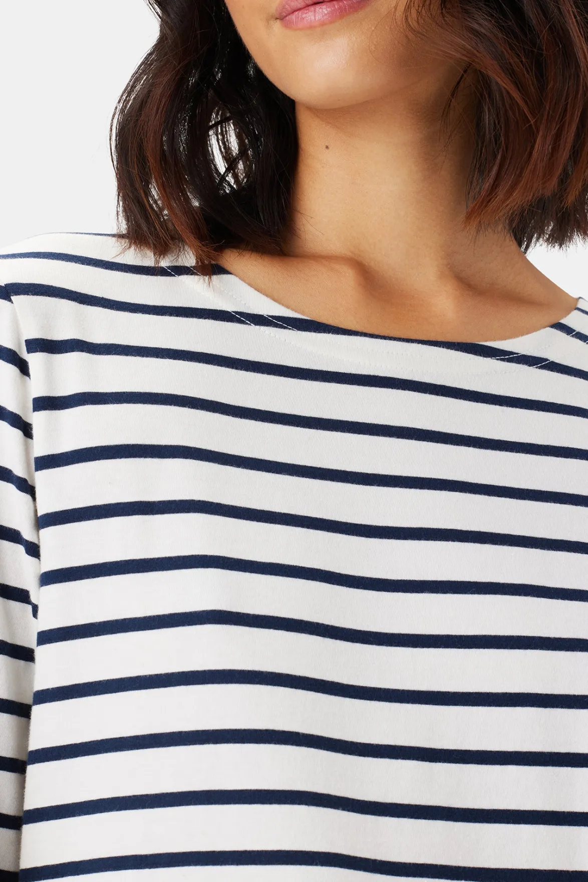 Tops|Tees^Amour Vert Francoise Organic Cotton Tee IvoryNavyBlueStripe