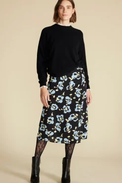 Skirts|Clearance^Amour Vert Gabrielle Washable Silk Skirt BlackPenseeFloralPrint