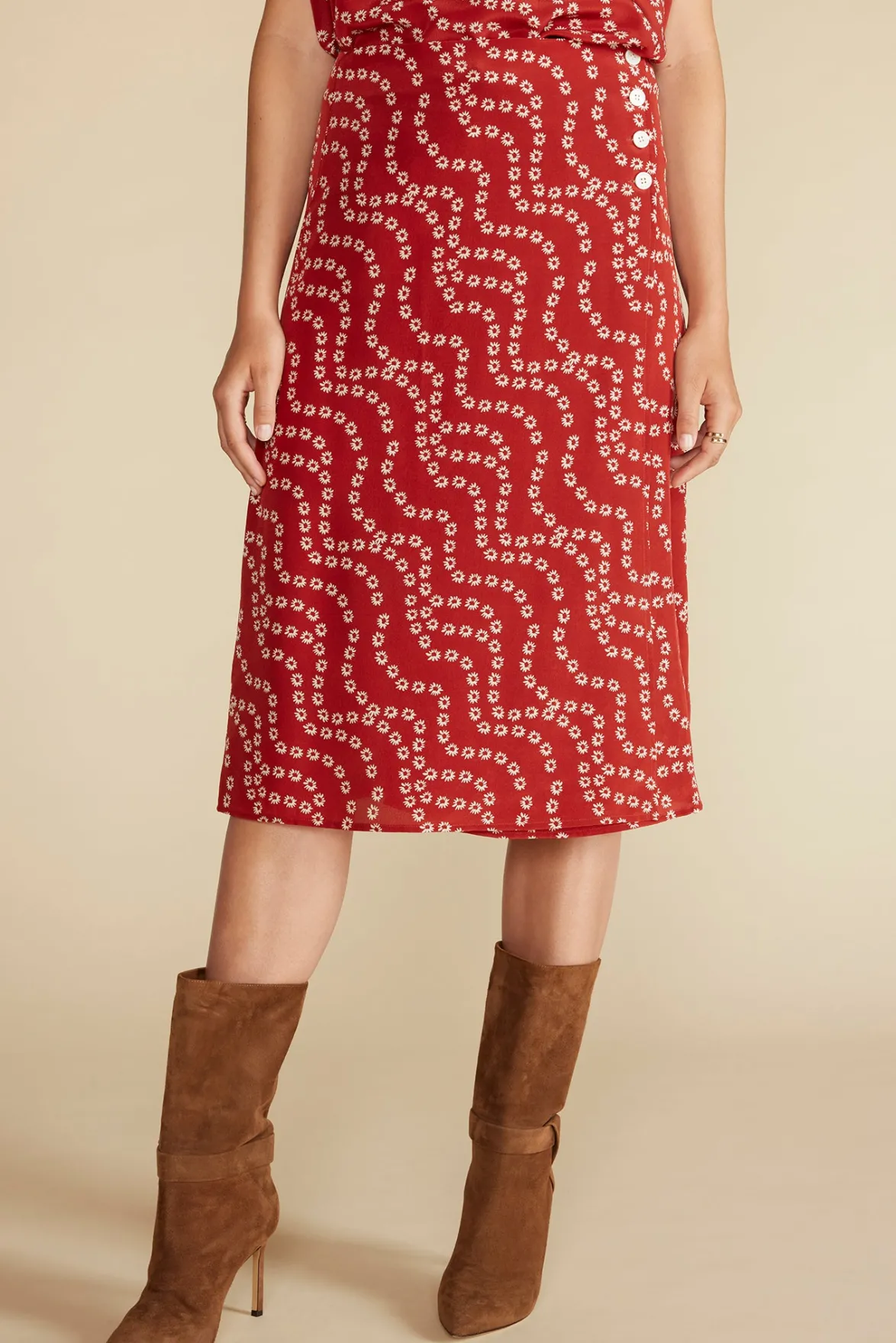 Clearance|Skirts^Amour Vert Gabrielle Washable Silk Wrap Skirt RustVannesFloralPrint