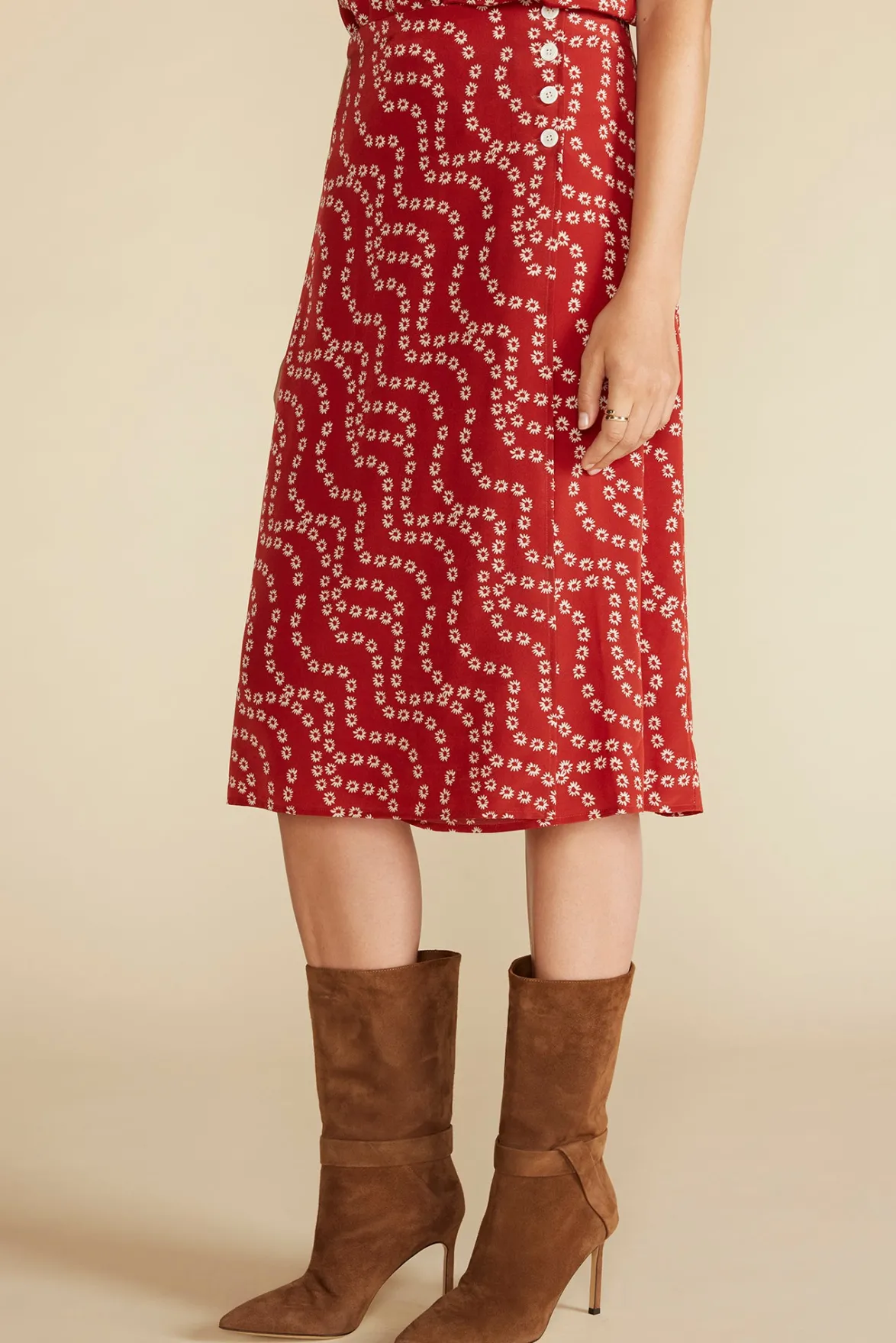 Clearance|Skirts^Amour Vert Gabrielle Washable Silk Wrap Skirt RustVannesFloralPrint