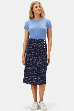 Skirts|Clearance^Amour Vert Gabrielle Wrap Skirt RivieraDotNavyBlue