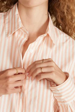Blouses & Shirts|Tops^Amour Vert Henri Button Down Shirt ApricotandIvoryStripe