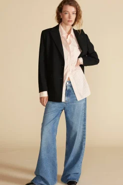 Blouses & Shirts|Tops^Amour Vert Henri Button Down Shirt ApricotandIvoryStripe