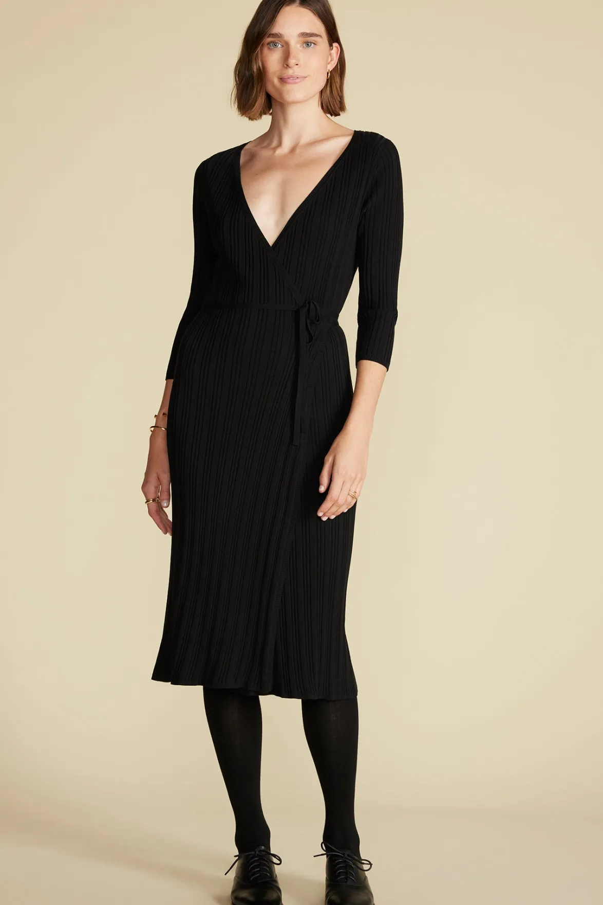Dresses|Clearance^Amour Vert Ila Knit Wrap Dress Black