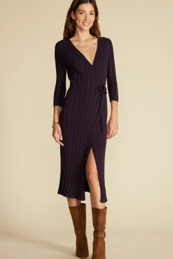 Dresses|Clearance^Amour Vert Ila Knit Wrap Dress PurpleFig