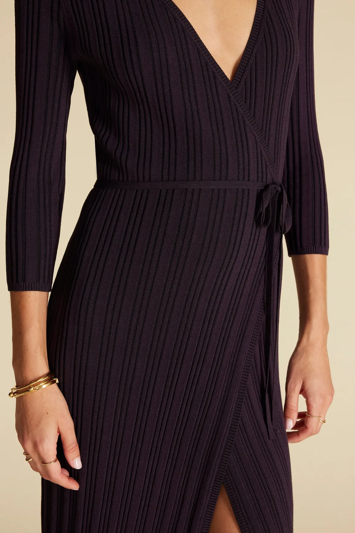 Dresses|Clearance^Amour Vert Ila Knit Wrap Dress PurpleFig