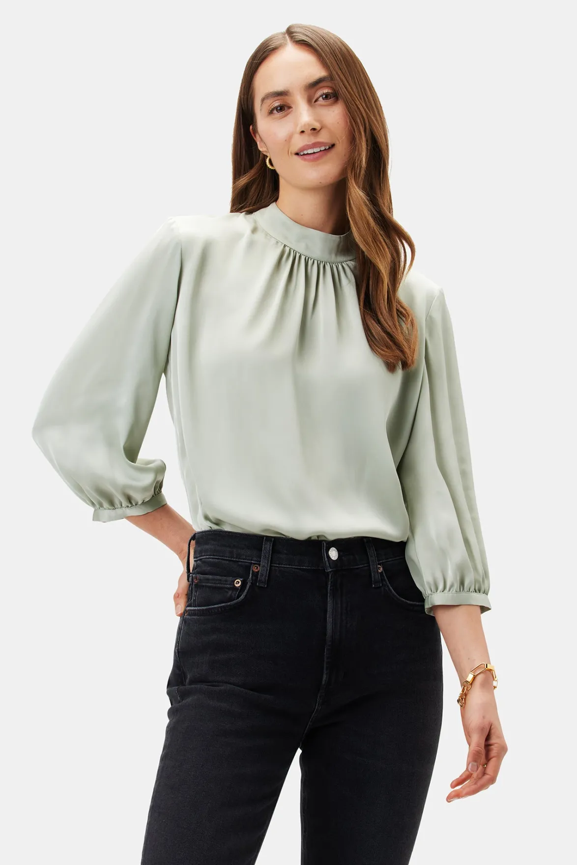 Tops|Clearance^Amour Vert Jeanne 3/4 Sleeve Blouse MintGreen