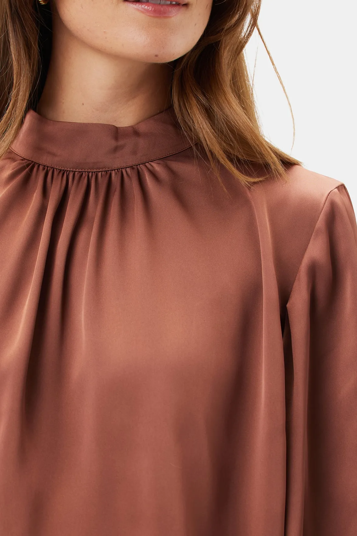 Tops|Clearance^Amour Vert Jeanne 3/4 Sleeve Blouse Cafe