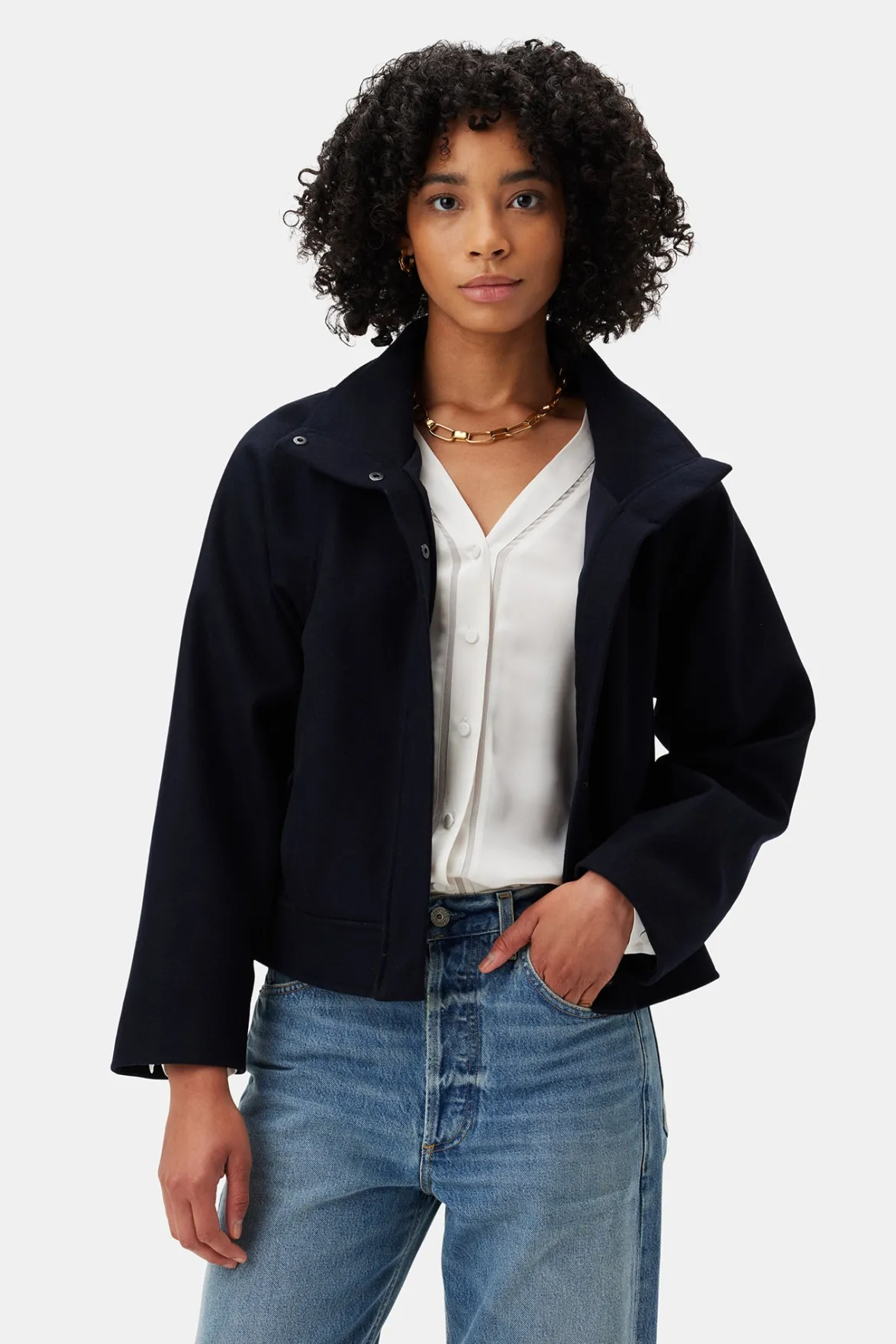 Jackets & Outerwear|Clearance^Amour Vert Joelle Wool Twill Jacket DarkNavy