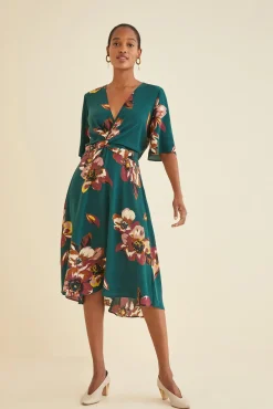 Dresses|Clearance^Amour Vert Joselle Silk Dress PineIvory