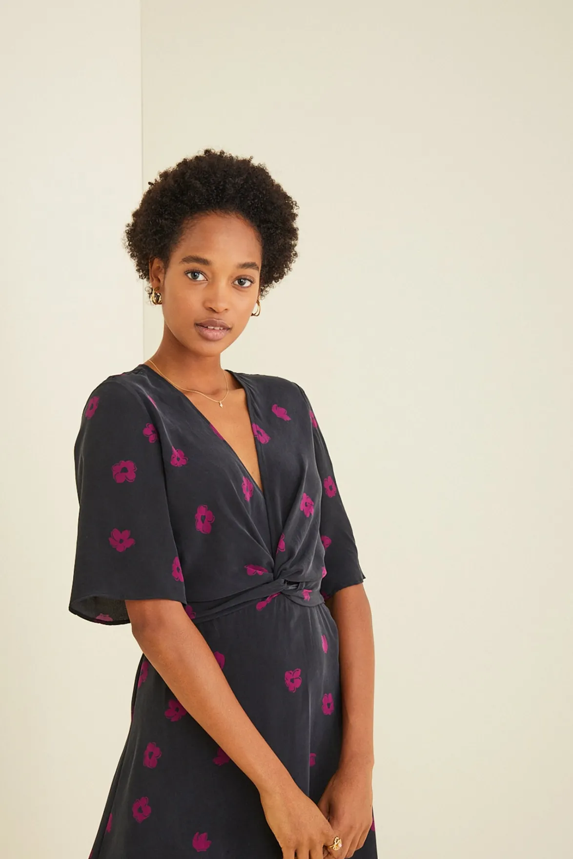 Dresses|Clearance^Amour Vert Joselle Silk Dress PineIvory