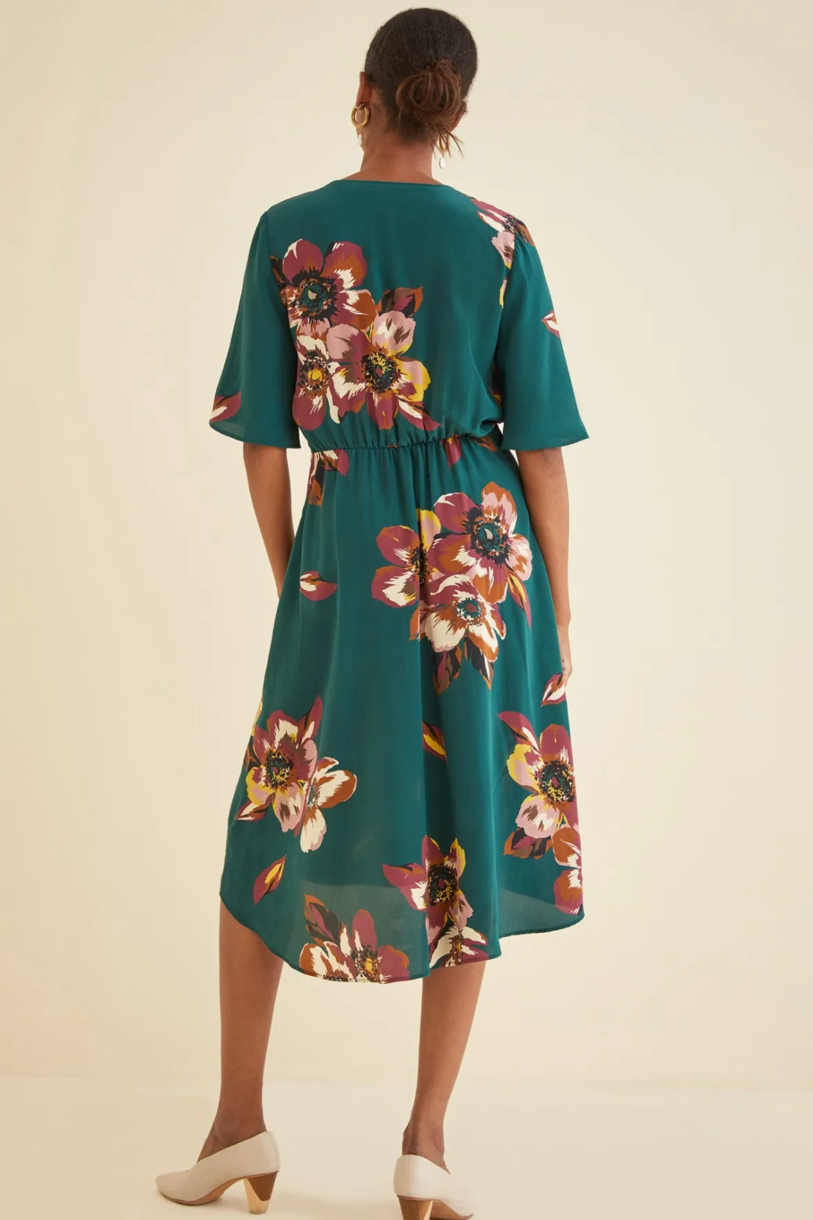 Dresses|Clearance^Amour Vert Joselle Silk Dress PineIvory