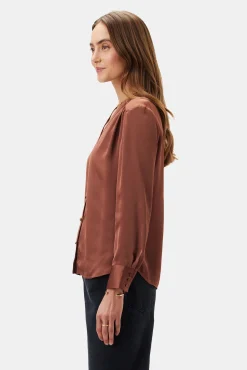Blouses & Shirts|Tops^Amour Vert Kali Button Front Blouse Cafe