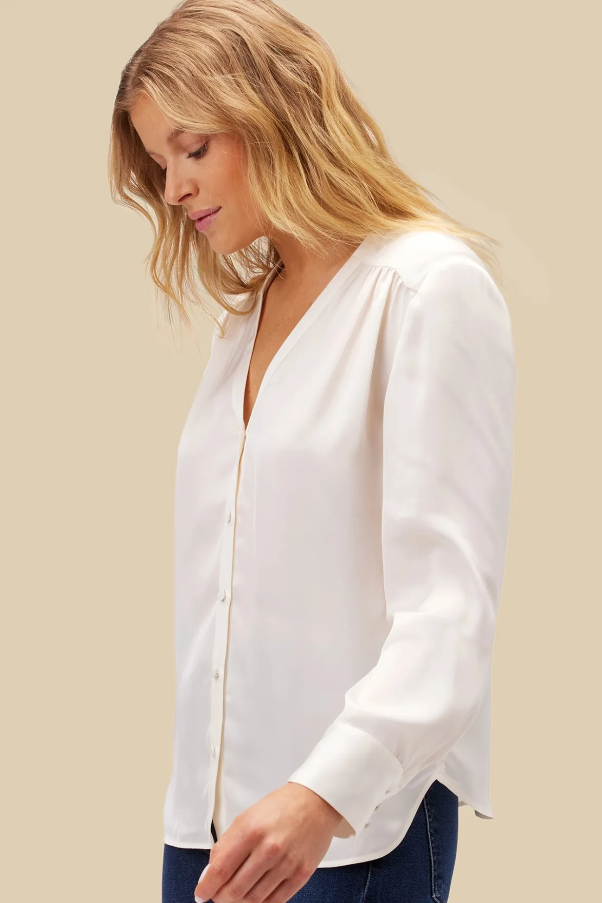 Blouses & Shirts|Tops^Amour Vert Kali Button Front Blouse Ivory
