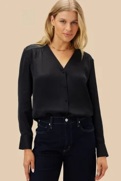 Blouses & Shirts|Tops^Amour Vert Kali Button Front Blouse Black