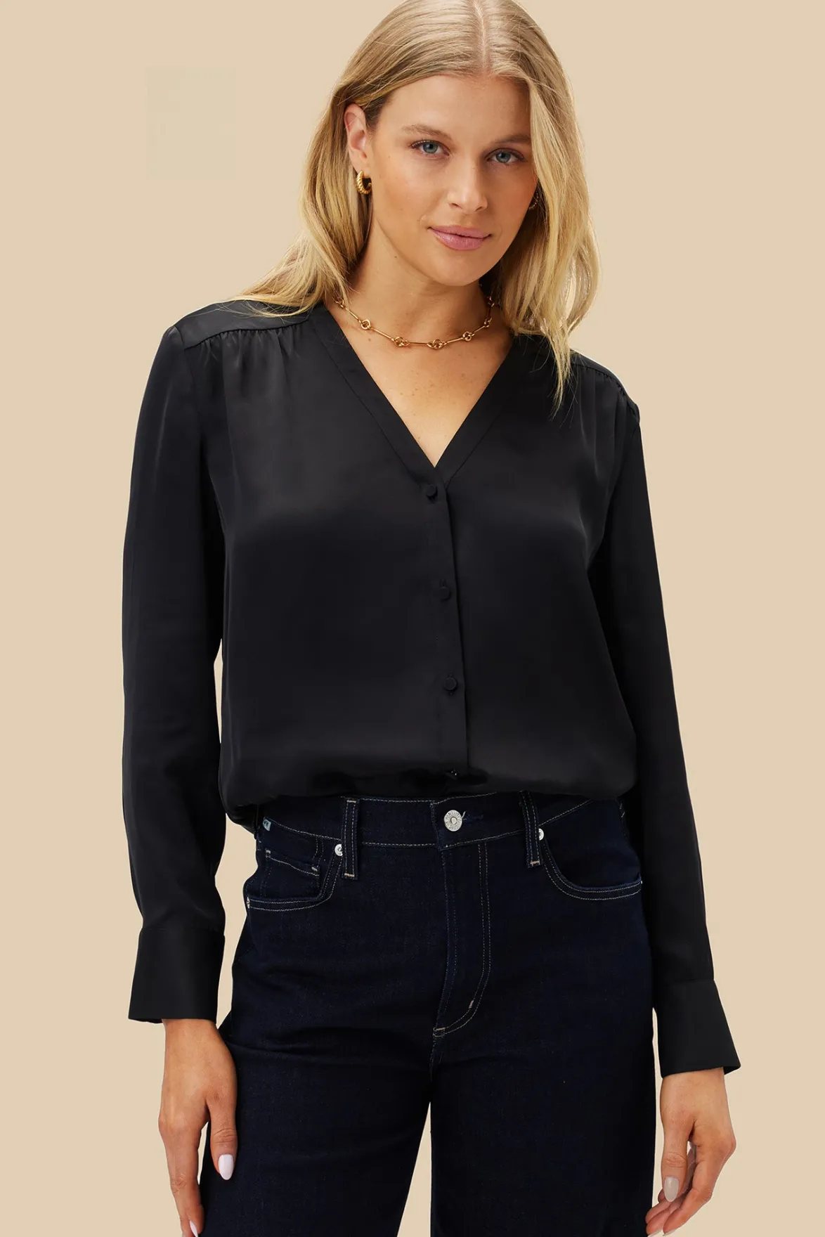 Blouses & Shirts|Tops^Amour Vert Kali Button Front Blouse Black