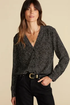 Blouses & Shirts|Tops^Amour Vert Kaya Washable Silk Blouse ChamonixBlackandWhitePrint