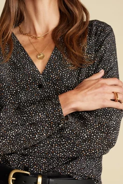 Blouses & Shirts|Tops^Amour Vert Kaya Washable Silk Blouse ChamonixBlackandWhitePrint