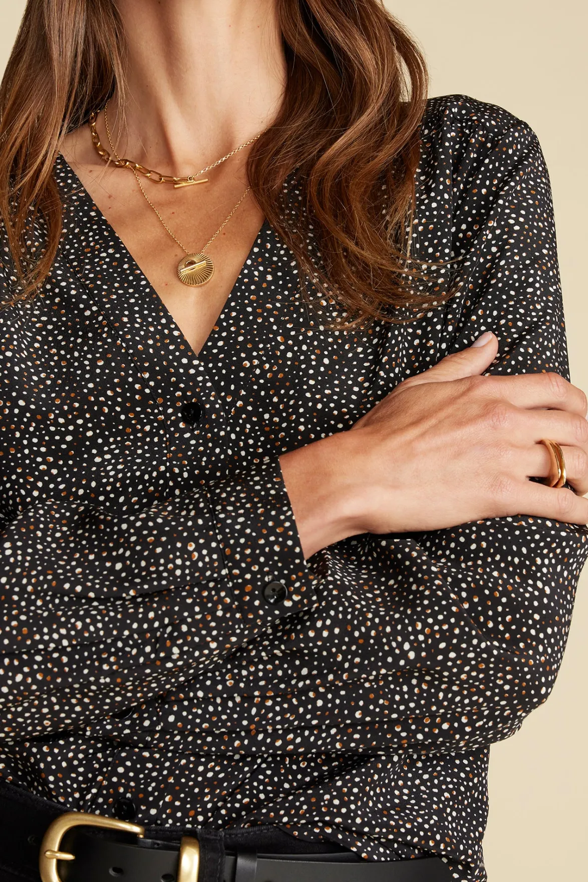 Blouses & Shirts|Tops^Amour Vert Kaya Washable Silk Blouse ChamonixBlackandWhitePrint