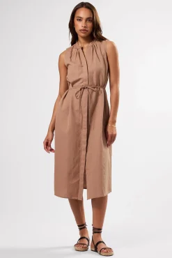 Dresses|Clearance^Amour Vert Kylen Cotton Linen Shirt Dress Sand