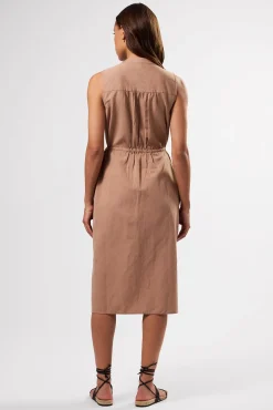 Dresses|Clearance^Amour Vert Kylen Cotton Linen Shirt Dress Sand