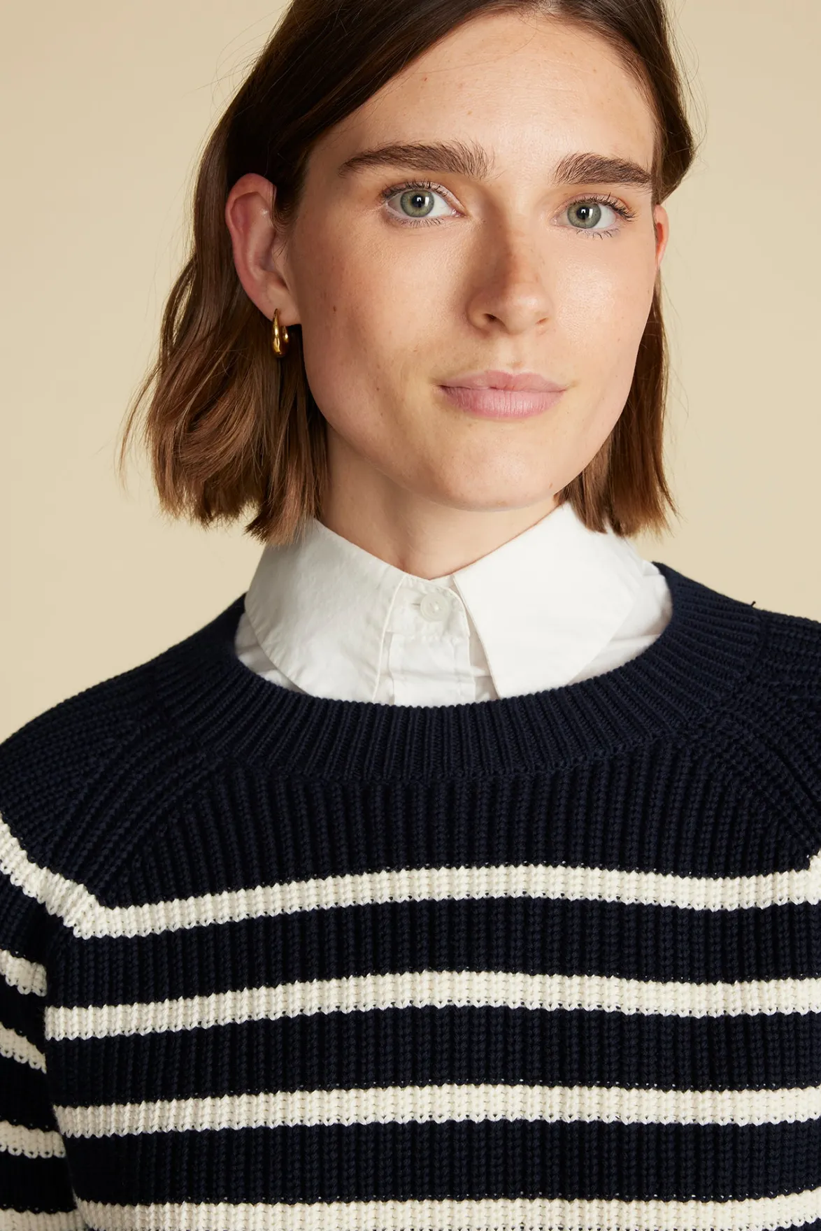 Sweaters & Cardigans|Clearance^Amour Vert Layla Organic Cotton Sweater NavyBlueandIvoryStripe