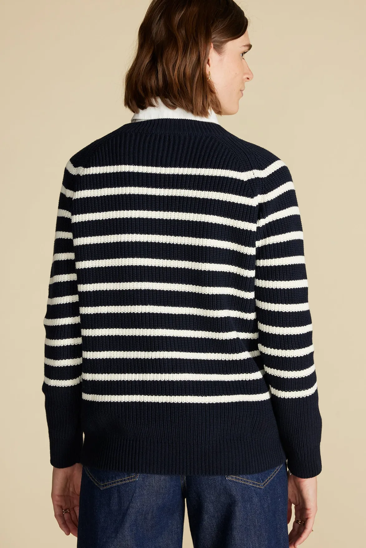 Sweaters & Cardigans|Clearance^Amour Vert Layla Organic Cotton Sweater NavyBlueandIvoryStripe