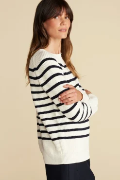 Sweaters & Cardigans|Clearance^Amour Vert Layla Organic Cotton Sweater IvoryNavyStripe