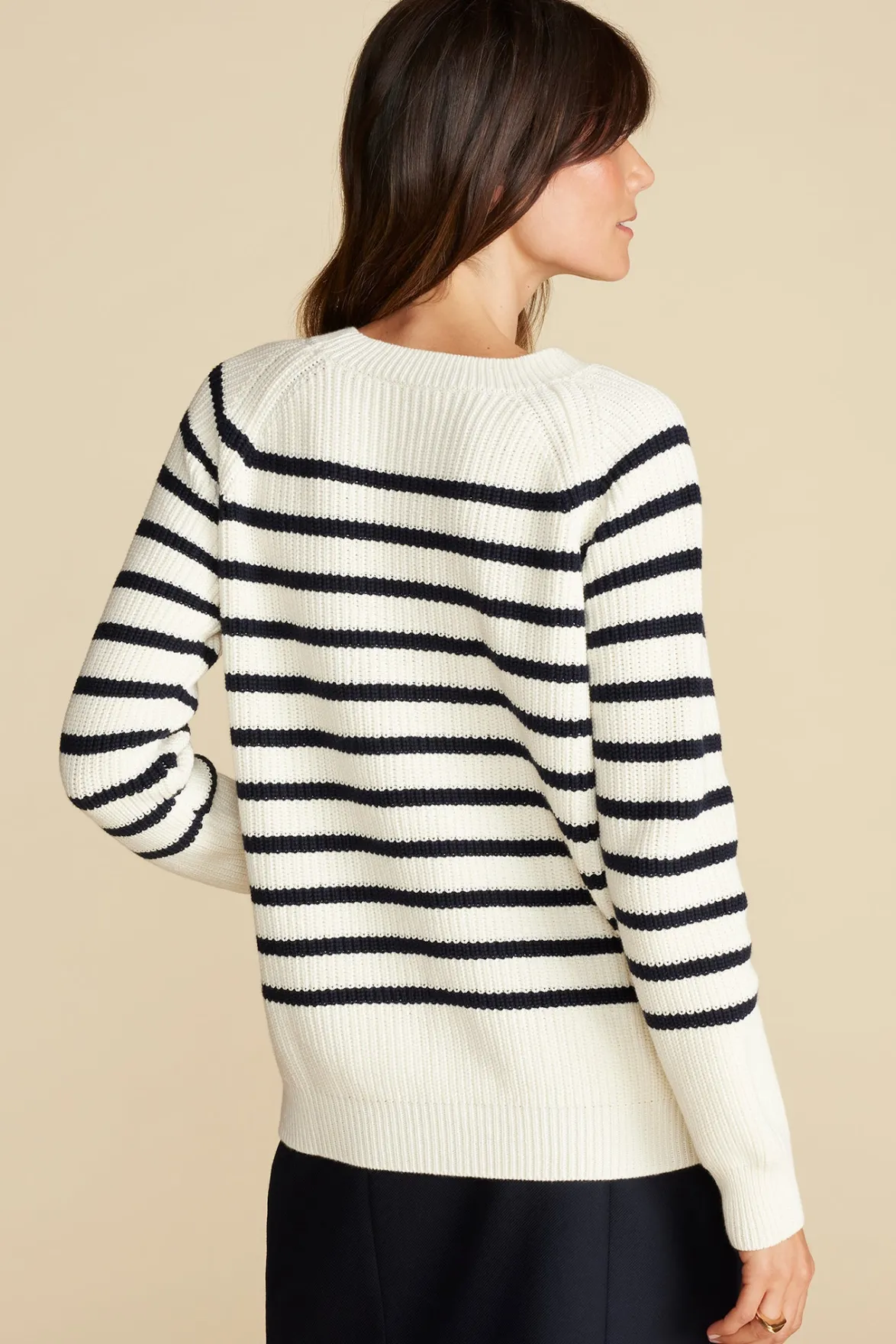 Sweaters & Cardigans|Clearance^Amour Vert Layla Organic Cotton Sweater IvoryNavyStripe