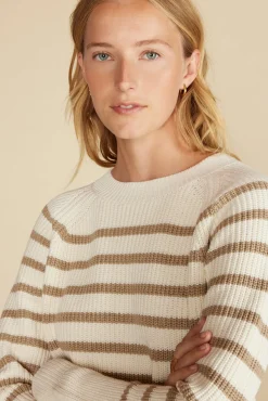 Sweaters & Cardigans|Clearance^Amour Vert Layla Organic Cotton Sweater IvoryandTanStripe