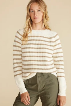 Sweaters & Cardigans|Clearance^Amour Vert Layla Organic Cotton Sweater IvoryandTanStripe