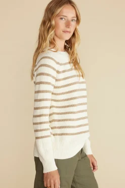 Sweaters & Cardigans|Clearance^Amour Vert Layla Organic Cotton Sweater IvoryandTanStripe