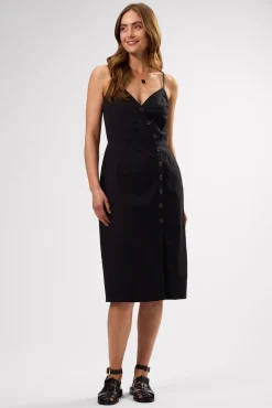 Dresses|Clearance^Amour Vert Lila Cotton Linen Dress Black