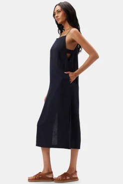 Dresses|Clearance^Amour Vert Lilly Pilly Kai Organic Linen Slip Dress Navy