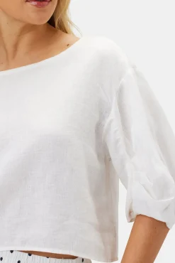 Tops|Clearance^Amour Vert Lilly Pilly Leia Organic Linen Top White