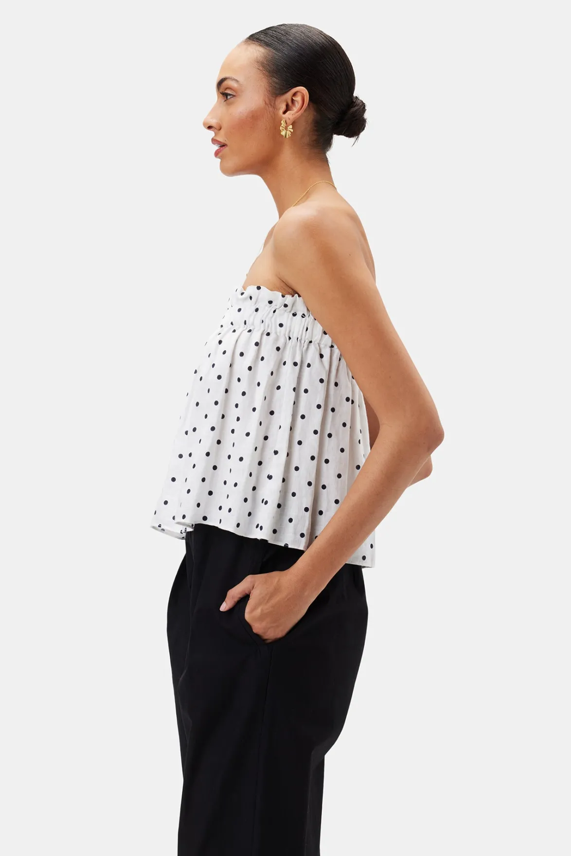 Tops|Clearance^Amour Vert Lilly Pilly Pippa Organic Linen Top PolkaDots
