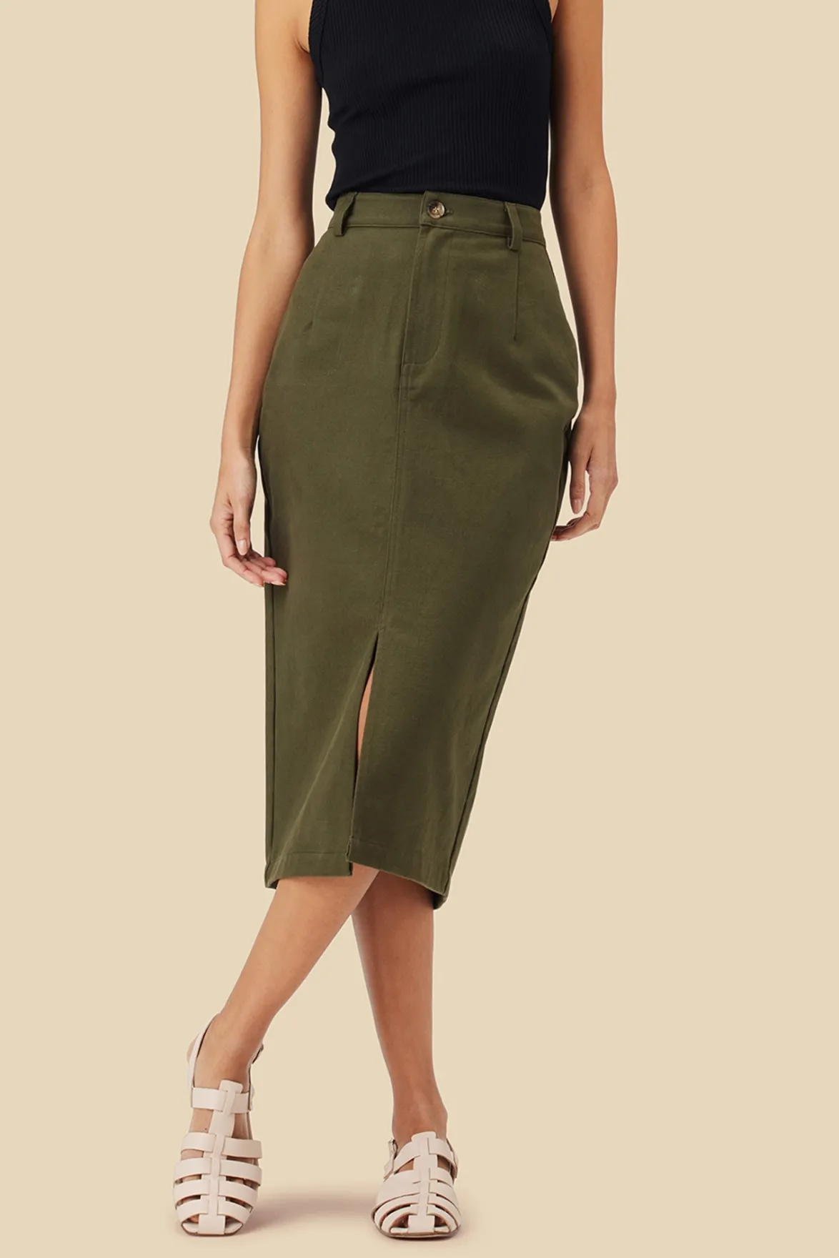 Skirts|Clearance^Amour Vert Lina Organic Cotton Skirt CallaGreen